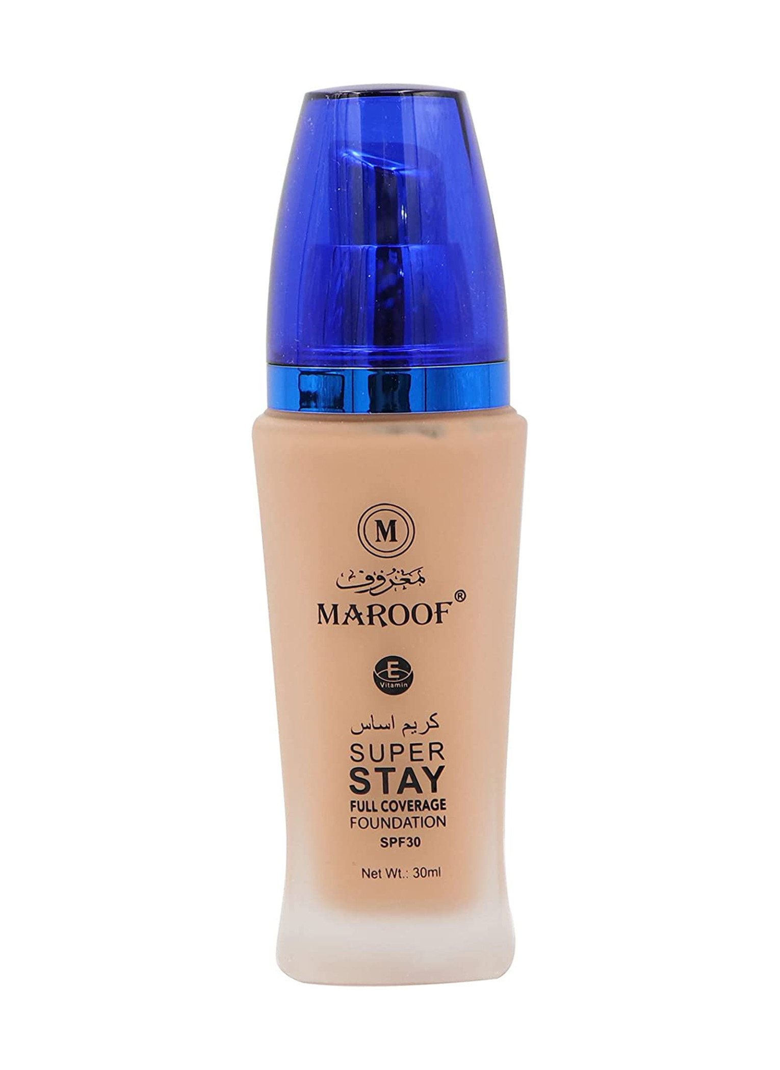 638b163a2ebc33801.jpg Marrof Super liquid Foundation SPF 30 displayed, highlighting its long-lasting coverage and sun protection features.